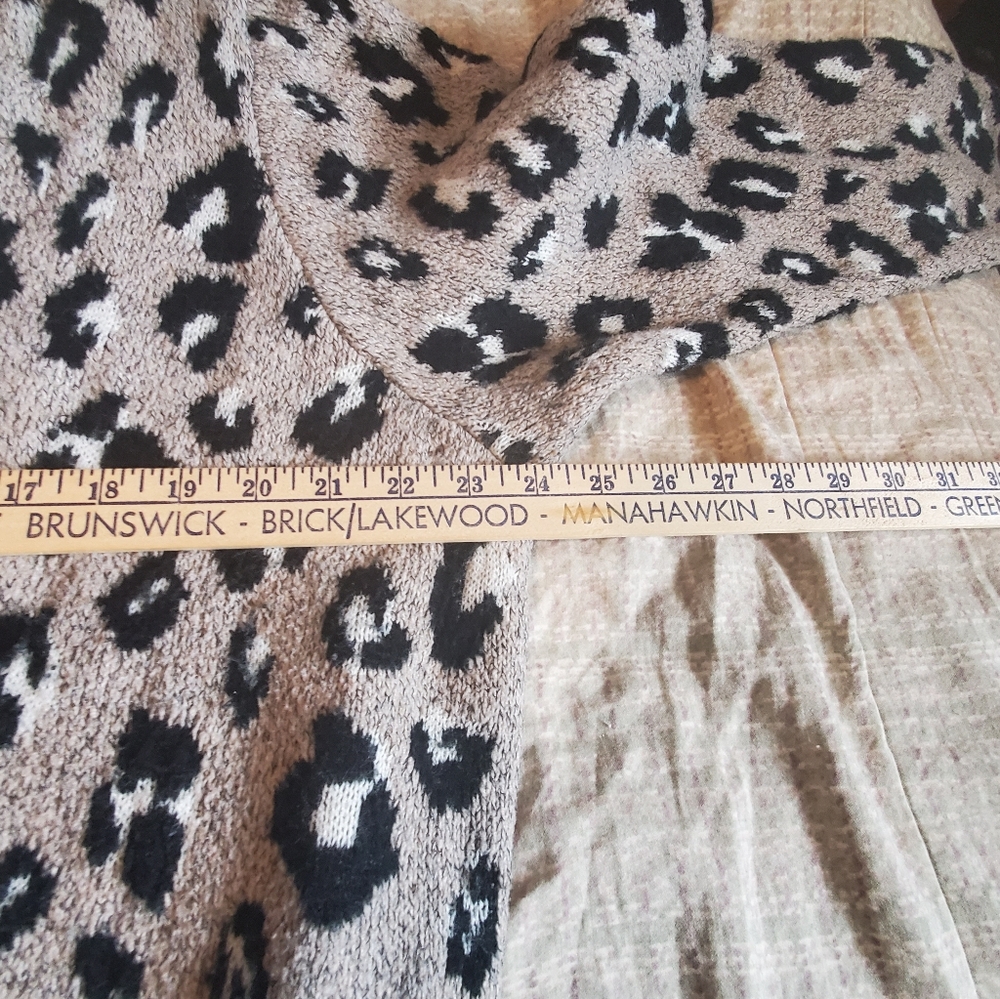 Nine West leopard print long coatigan Size 2x Open Front W Pockets MobWife - Picture 6 of 10